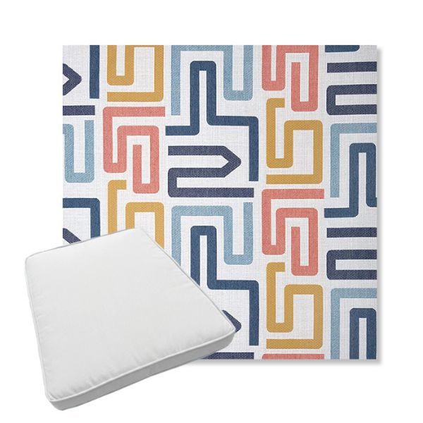 Picture of Labyrinth Fiesta | Boxed Trapezoid Outdoor Dining Chair Seat Cushions - Sunbrella© Fabric