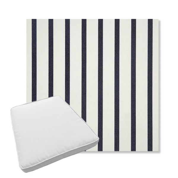 Picture of Lido Indigo | Boxed Trapezoid Outdoor Dining Chair Seat Cushions - Sunbrella© Fabric