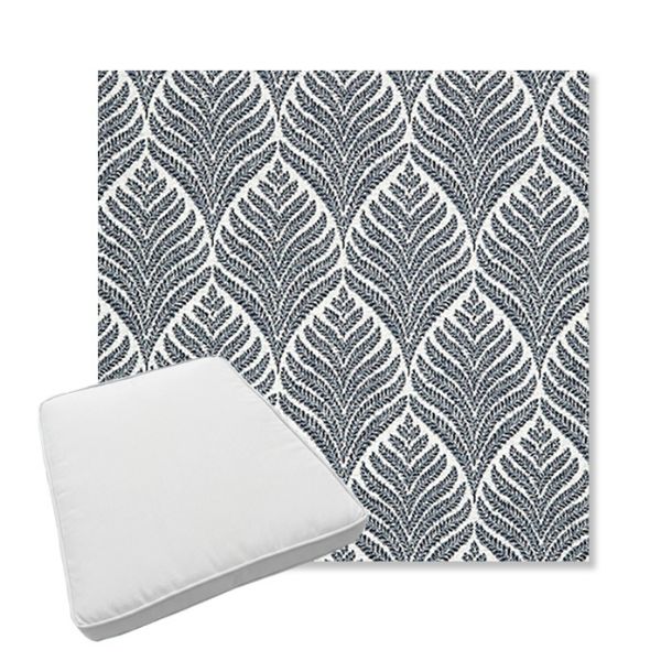 Picture of Linnaeus Indigo | Boxed Trapezoid Outdoor Dining Chair Seat Cushions - Sunbrella© Fabric