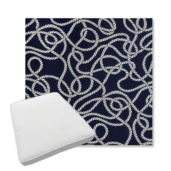 Picture of Maritime Nautical | Boxed Trapezoid Outdoor Dining Chair Seat Cushions - Sunbrella© Fabric