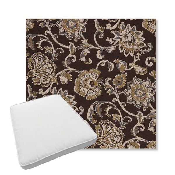 Picture of Martha Floral Garden Path | Boxed Trapezoid Outdoor Dining Chair Seat Cushions - Sunbrella© Fabric
