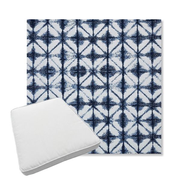 Picture of Midori Indigo | Boxed Trapezoid Outdoor Dining Chair Seat Cushions - Sunbrella© Fabric