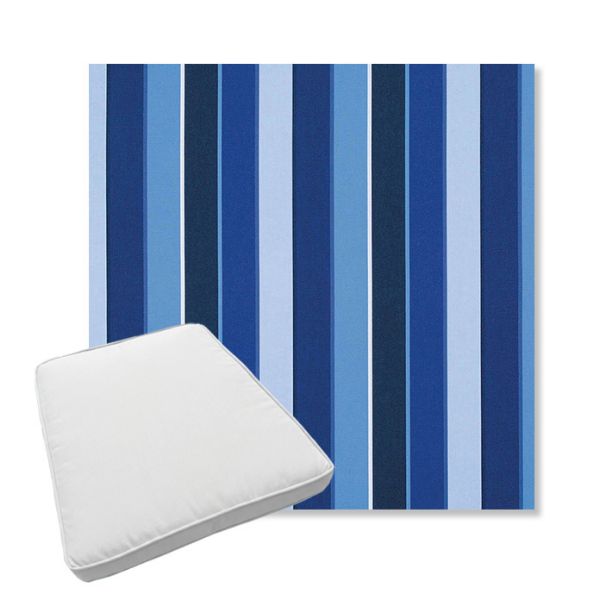 Picture of Milano Cobalt | Boxed Trapezoid Outdoor Dining Chair Seat Cushions - Sunbrella© Fabric