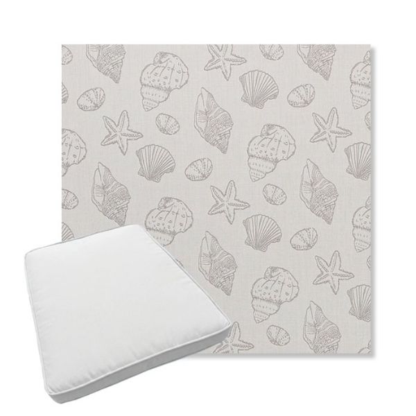 Picture of Nantucket Fossil | Boxed Trapezoid Outdoor Dining Chair Seat Cushions - Sunbrella© Fabric