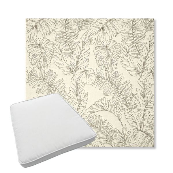Picture of Palma Whitesand | Boxed Trapezoid Outdoor Dining Chair Seat Cushions - Sunbrella© Fabric