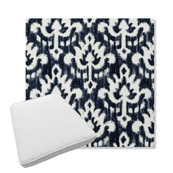 Picture of Patra Indigo | Boxed Trapezoid Outdoor Dining Chair Seat Cushions - Sunbrella© Fabric