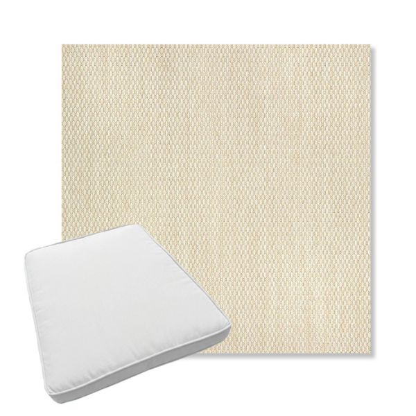 Picture of Pique Flax | Boxed Trapezoid Outdoor Dining Chair Seat Cushions - Sunbrella© Fabric