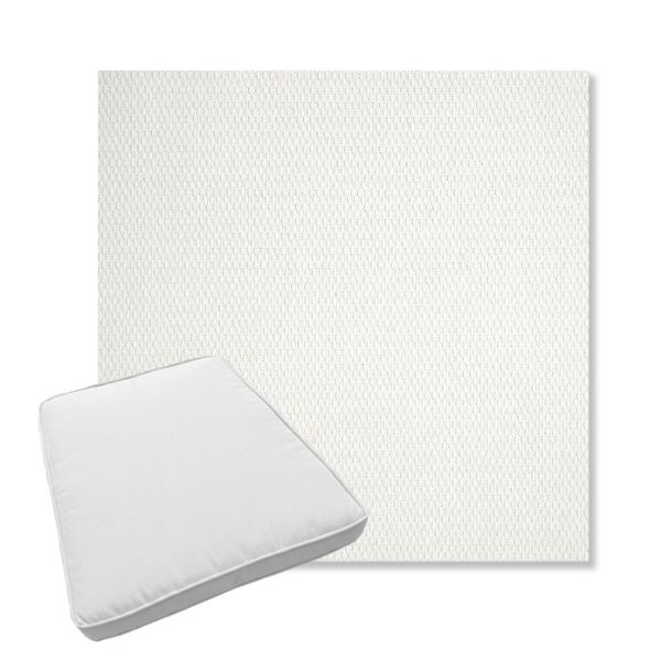 Picture of Pique Salt | Boxed Trapezoid Outdoor Dining Chair Seat Cushions - Sunbrella© Fabric
