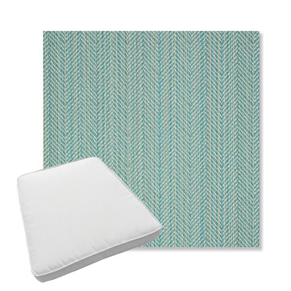 Picture of Posh Aqua | Boxed Trapezoid Outdoor Dining Chair Seat Cushions - Sunbrella© Fabric