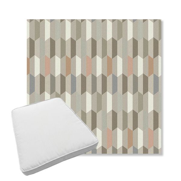 Picture of Precise Fawn | Boxed Trapezoid Outdoor Dining Chair Seat Cushions - Sunbrella© Fabric