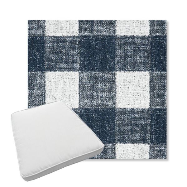 Picture of Preso Indigo | Boxed Trapezoid Outdoor Dining Chair Seat Cushions - Sunbrella© Fabric