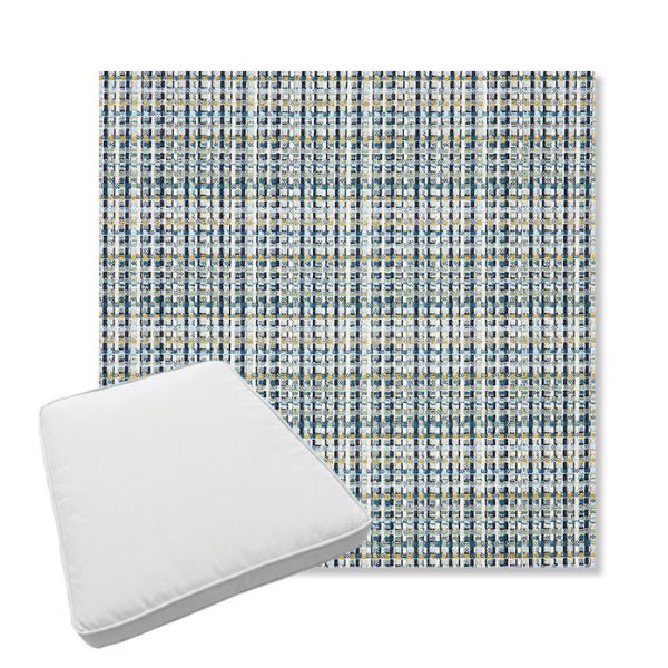 Picture of Principle Lagoon | Boxed Trapezoid Outdoor Dining Chair Seat Cushions - Sunbrella© Fabric