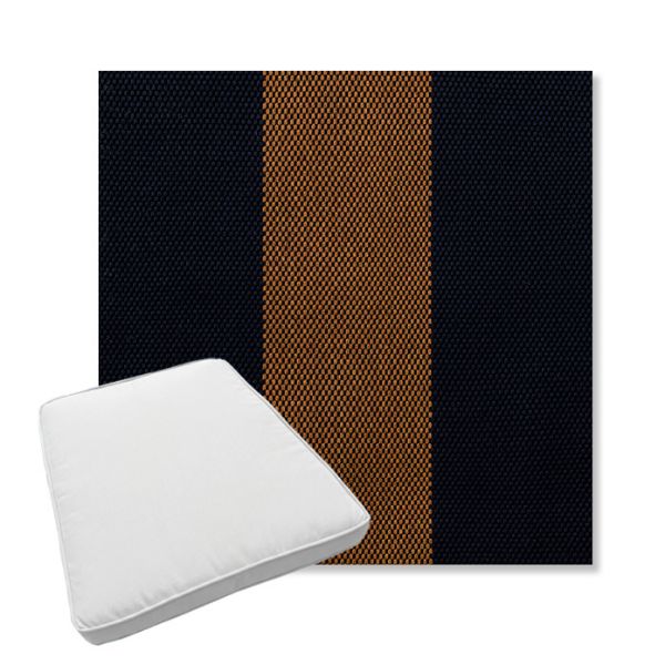Picture of Rothko Bourbon Blue | Boxed Trapezoid Outdoor Dining Chair Seat Cushions - Sunbrella© Fabric