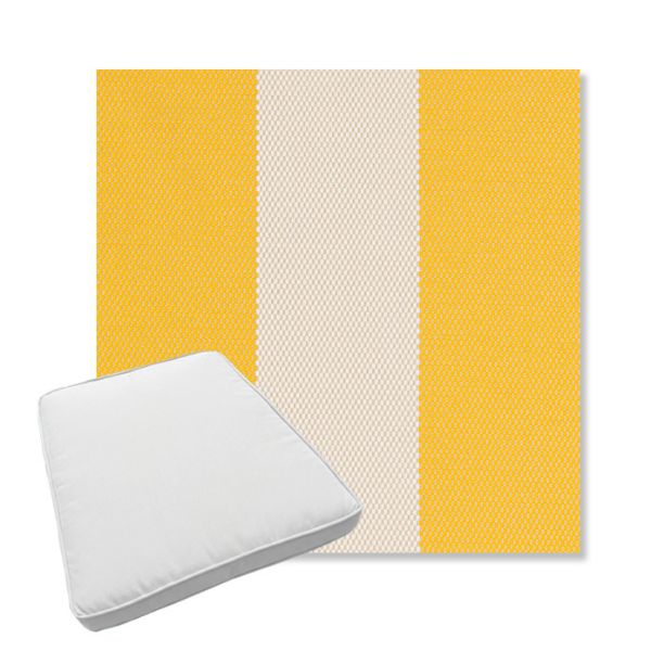 Picture of Rothko Lemonade | Boxed Trapezoid Outdoor Dining Chair Seat Cushions - Sunbrella© Fabric