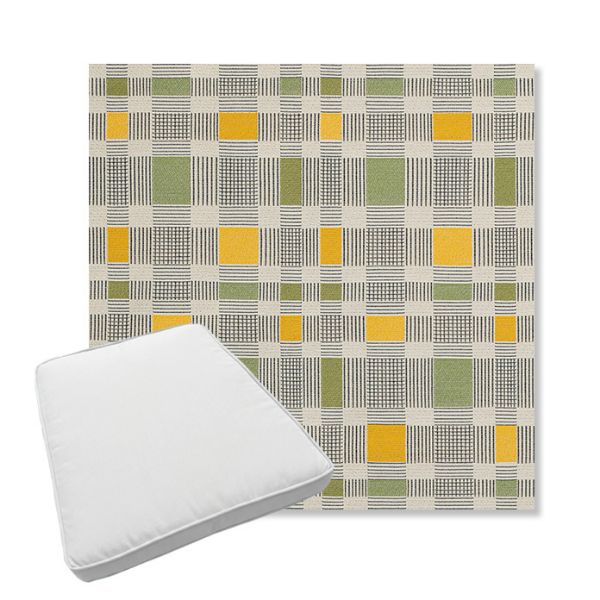 Picture of Rubix Lemon Lime | Boxed Trapezoid Outdoor Dining Chair Seat Cushions - Sunbrella© Fabric