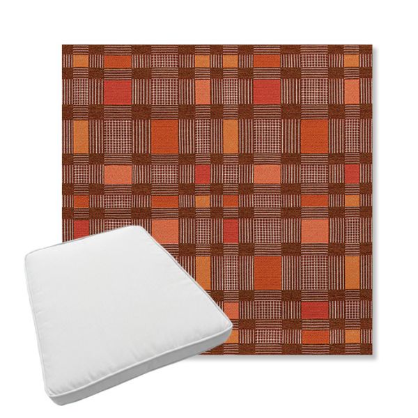 Picture of Rubix Spicy Melon | Boxed Trapezoid Outdoor Dining Chair Seat Cushions - Sunbrella© Fabric