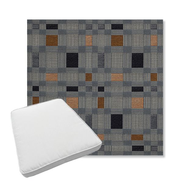 Picture of Rubix Vintage Denim | Boxed Trapezoid Outdoor Dining Chair Seat Cushions - Sunbrella© Fabric