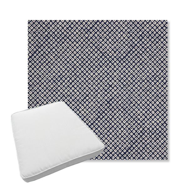 Picture of Shibori Indigo | Boxed Trapezoid Outdoor Dining Chair Seat Cushions - Sunbrella© Fabric