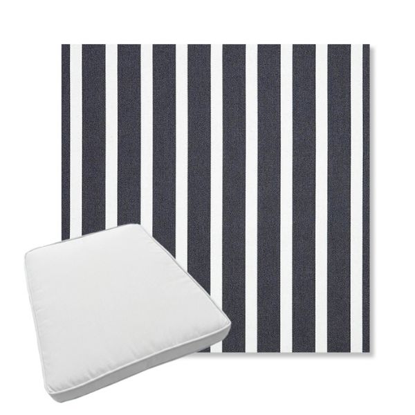 Picture of Shore Navy | Boxed Trapezoid Outdoor Dining Chair Seat Cushions - Sunbrella© Fabric