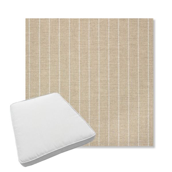 Picture of Ticking Dove | Boxed Trapezoid Outdoor Dining Chair Seat Cushions - Sunbrella© Fabric
