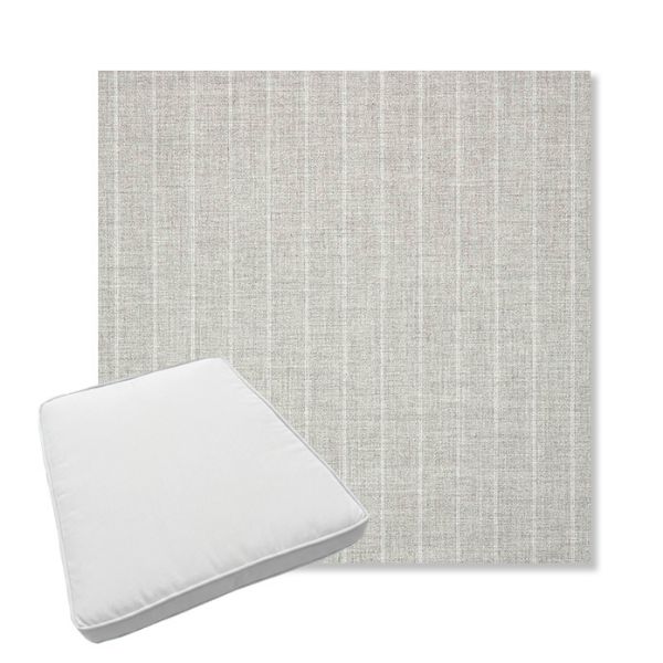 Picture of Ticking Fog | Boxed Trapezoid Outdoor Dining Chair Seat Cushions - Sunbrella© Fabric