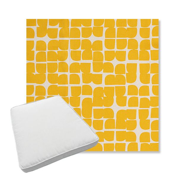 Picture of Toggle Lemon Drop | Boxed Trapezoid Outdoor Dining Chair Seat Cushions - Sunbrella© Fabric