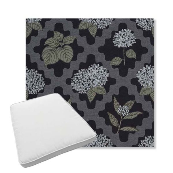 Picture of Trellis Morning Glory | Boxed Trapezoid Outdoor Dining Chair Seat Cushions - Sunbrella© Fabric