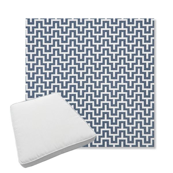 Picture of Underline Denim | Boxed Trapezoid Outdoor Dining Chair Seat Cushions - Sunbrella© Fabric