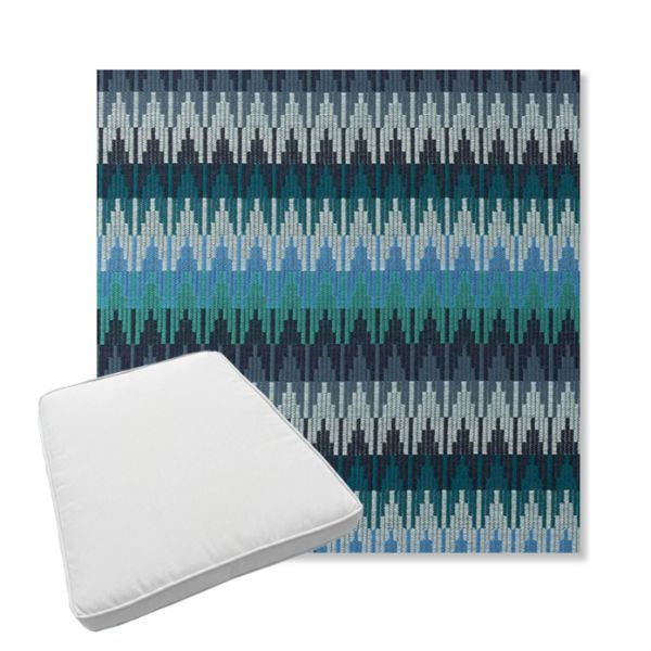Picture of Valley Lagoon | Boxed Trapezoid Outdoor Dining Chair Seat Cushions - Sunbrella© Fabric