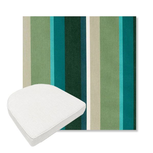 Picture of Beaming Lagoon | Boxed Contoured Outdoor Dining Chair Seat Cushions - Sunbrella© Fabric