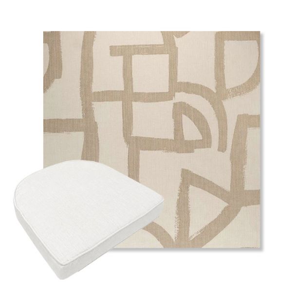 Picture of Brushstroke Stucco | Boxed Contoured Outdoor Dining Chair Seat Cushions - Sunbrella© Fabric