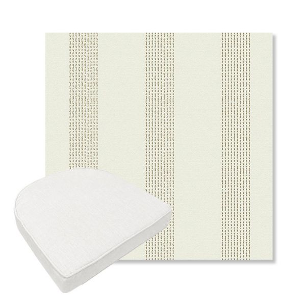 Picture of Caper Linen | Boxed Contoured Outdoor Dining Chair Seat Cushions - Sunbrella© Fabric