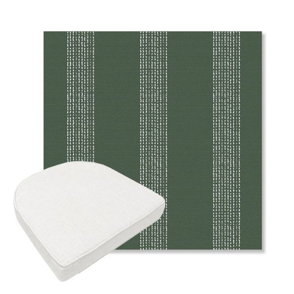 Picture of Caper Moss | Boxed Contoured Outdoor Dining Chair Seat Cushions - Sunbrella© Fabric