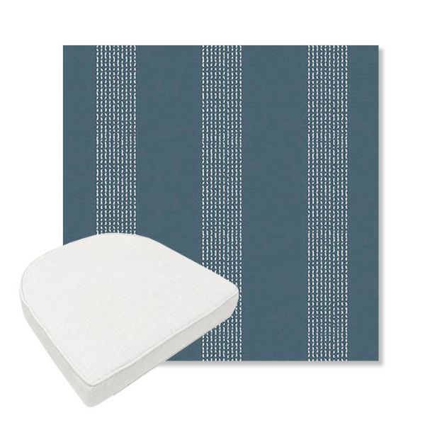 Picture of Caper Slate | Boxed Contoured Outdoor Dining Chair Seat Cushions - Sunbrella© Fabric