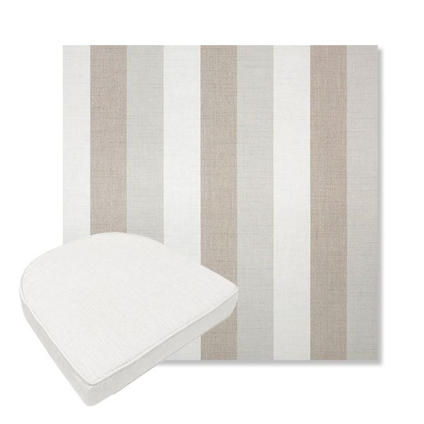 Picture of Direction Linen | Boxed Contoured Outdoor Dining Chair Seat Cushions - Sunbrella© Fabric