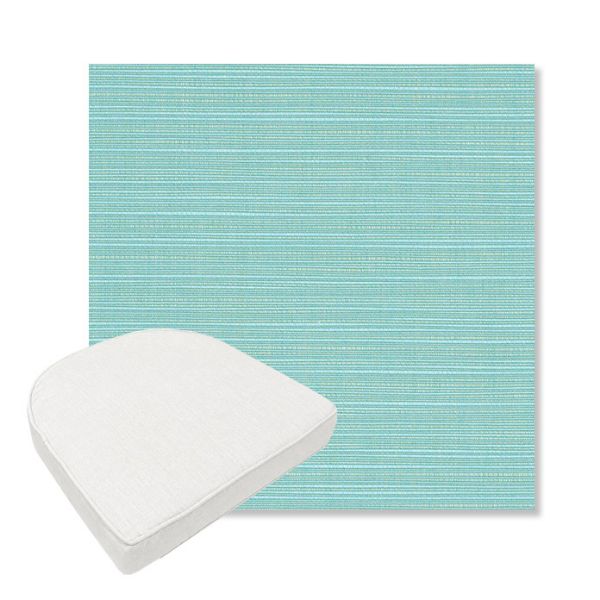 Picture of Dupione Celeste | Boxed Contoured Outdoor Dining Chair Seat Cushions - Sunbrella© Fabric