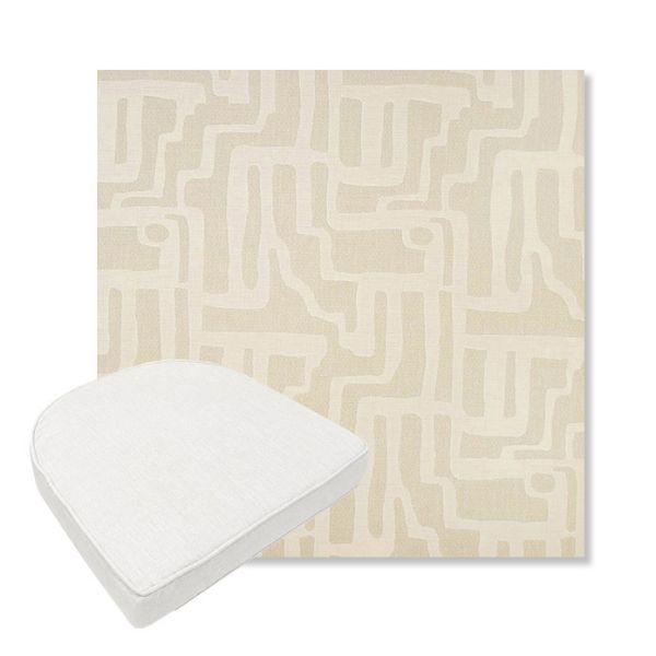 Picture of Escher Alabaster | Boxed Contoured Outdoor Dining Chair Seat Cushions - Sunbrella© Fabric