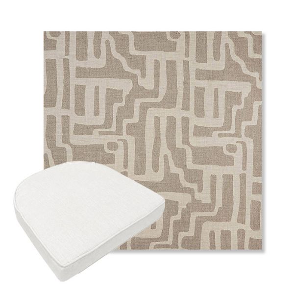 Picture of Escher Greige | Boxed Contoured Outdoor Dining Chair Seat Cushions - Sunbrella© Fabric