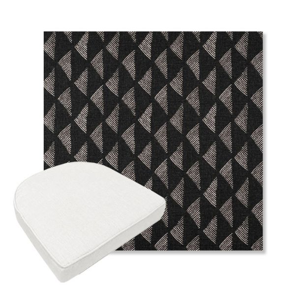 Picture of Etched Angles Char | Boxed Contoured Outdoor Dining Chair Seat Cushions - Sunbrella© Fabric