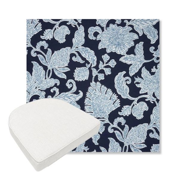 Picture of Floral Song Navy | Boxed Contoured Outdoor Dining Chair Seat Cushions - Sunbrella© Fabric