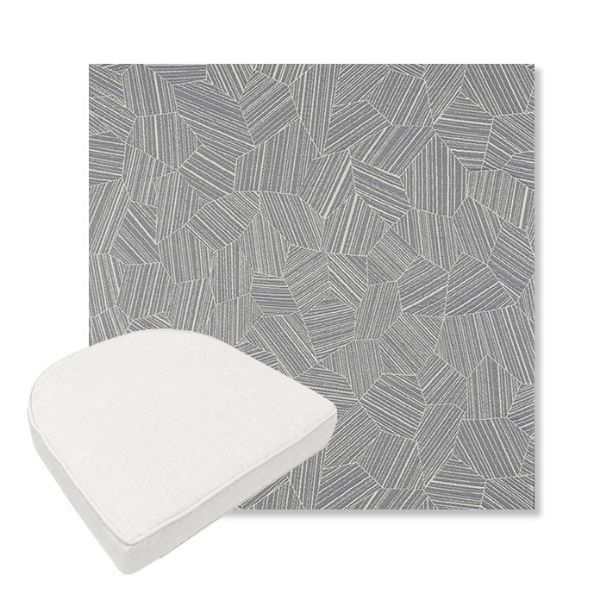 Picture of Leaf Structure Slate | Boxed Contoured Outdoor Dining Chair Seat Cushions - Sunbrella© Fabric