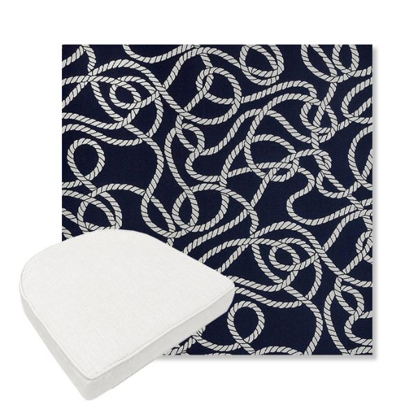 Picture of Maritime Nautical | Boxed Contoured Outdoor Dining Chair Seat Cushions - Sunbrella© Fabric