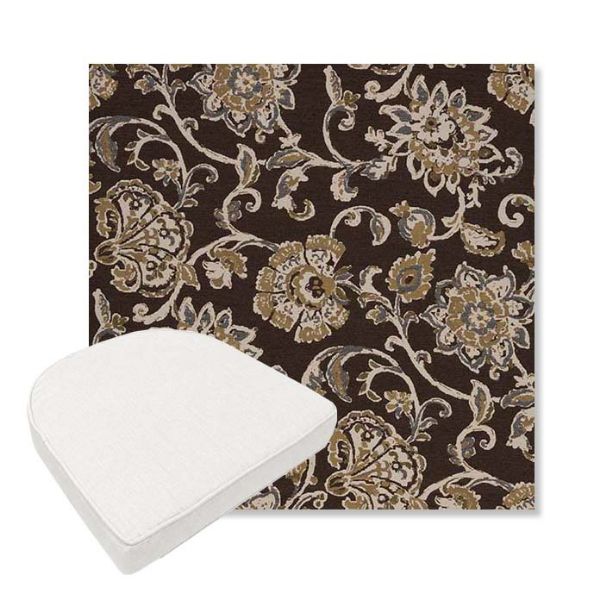 Picture of Martha Floral Garden Path | Boxed Contoured Outdoor Dining Chair Seat Cushions - Sunbrella© Fabric