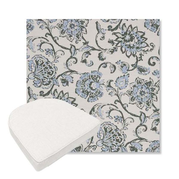 Picture of Martha Floral Periwinkle | Boxed Contoured Outdoor Dining Chair Seat Cushions - Sunbrella© Fabric