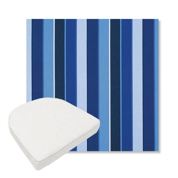 Picture of Milano Cobalt | Boxed Contoured Outdoor Dining Chair Seat Cushions - Sunbrella© Fabric