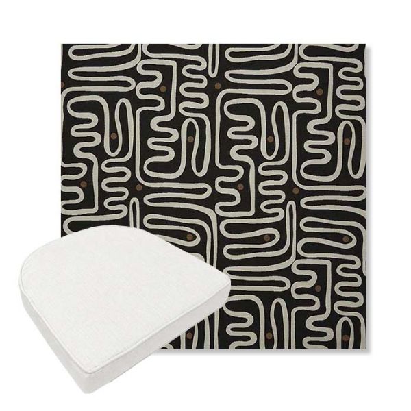 Picture of Nema Newsprint | Boxed Contoured Outdoor Dining Chair Seat Cushions - Sunbrella© Fabric