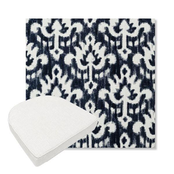 Picture of Patra Indigo | Boxed Contoured Outdoor Dining Chair Seat Cushions - Sunbrella© Fabric
