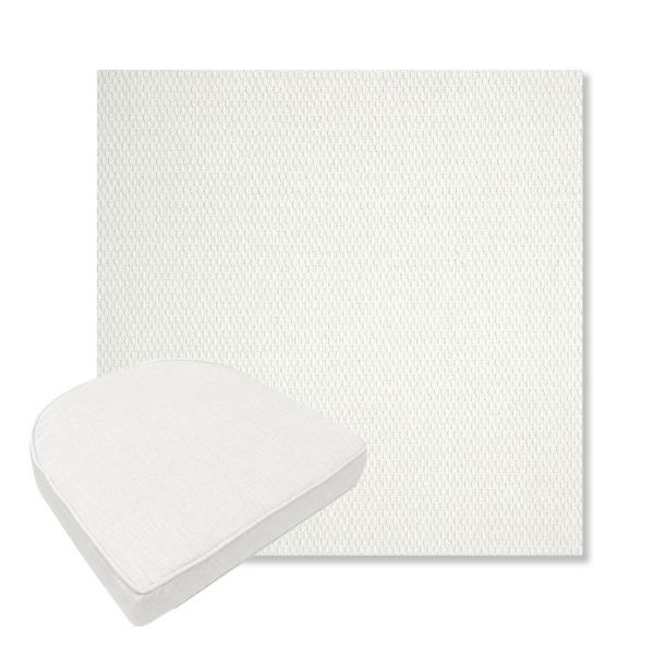 Picture of Pique Salt | Boxed Contoured Outdoor Dining Chair Seat Cushions - Sunbrella© Fabric