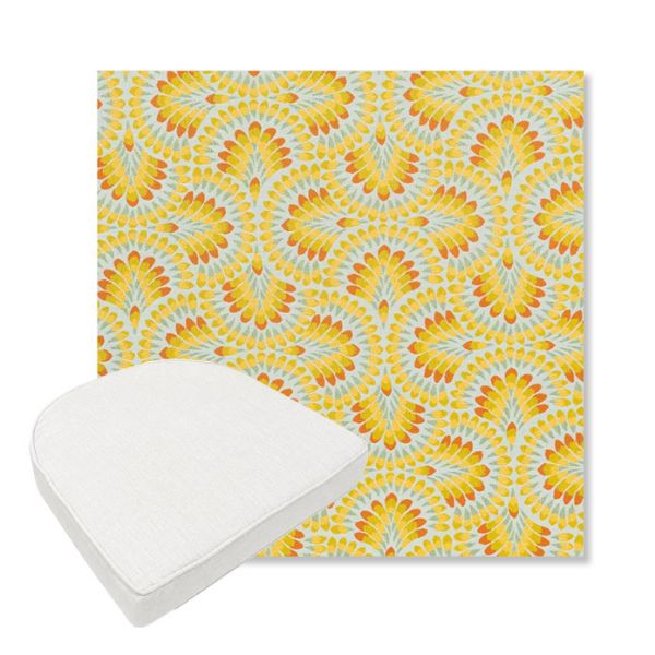 Picture of Plume Tropics | Boxed Contoured Outdoor Dining Chair Seat Cushions - Sunbrella© Fabric