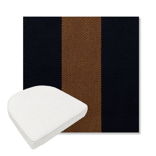 Picture of Rothko Bourbon Blue | Boxed Contoured Outdoor Dining Chair Seat Cushions - Sunbrella© Fabric